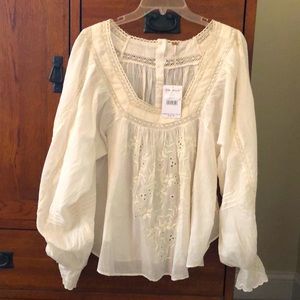Women’s Free People Ivory Embroidery blouse sz L
